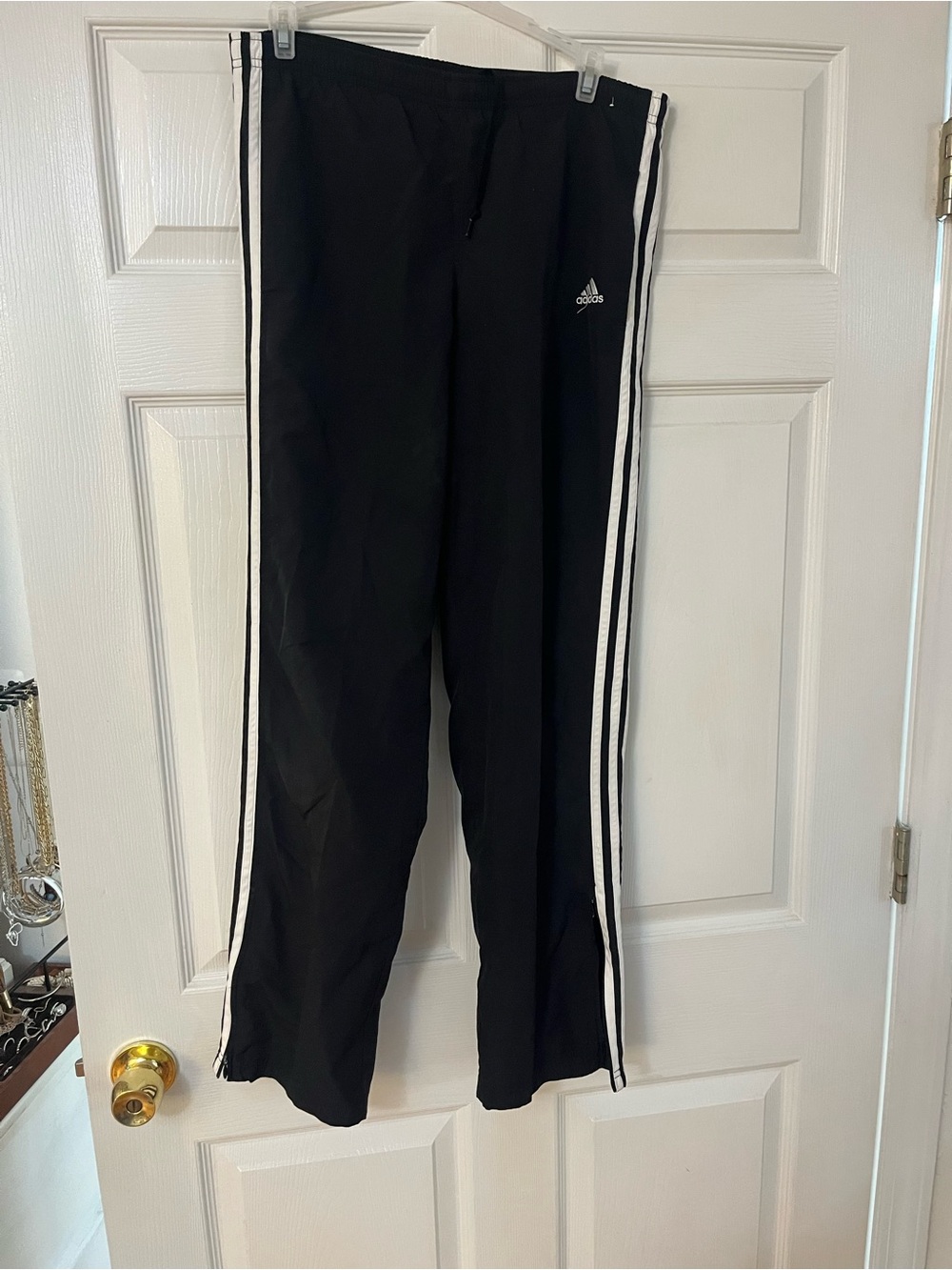 Adidas Black Track Pants with White 3-Stripe